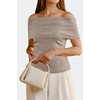 image:imageArachampCloz Womens Convertible Neckline OffShoulder Cowl Neck Slim Fit Tops 2025Camel