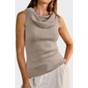 image:imageArachampCloz Womens Convertible Neckline OffShoulder Cowl Neck Slim Fit Tops 2025Camel