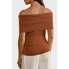 image:imageArachampCloz Womens Convertible Neckline OffShoulder Cowl Neck Slim Fit Tops 2025Caramel