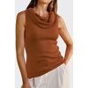 image:imageArachampCloz Womens Convertible Neckline OffShoulder Cowl Neck Slim Fit Tops 2025Caramel