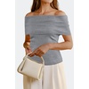 image:imageArachampCloz Womens Convertible Neckline OffShoulder Cowl Neck Slim Fit Tops 2025Grey