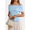image:imageArachampCloz Womens Convertible Neckline OffShoulder Cowl Neck Slim Fit Tops 2025Light Blue