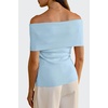 image:imageArachampCloz Womens Convertible Neckline OffShoulder Cowl Neck Slim Fit Tops 2025Light Blue
