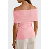 image:imageArachampCloz Womens Convertible Neckline OffShoulder Cowl Neck Slim Fit Tops 2025Pink