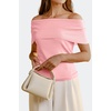 image:imageArachampCloz Womens Convertible Neckline OffShoulder Cowl Neck Slim Fit Tops 2025Pink