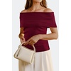 image:imageArachampCloz Womens Convertible Neckline OffShoulder Cowl Neck Slim Fit Tops 2025Wine Red