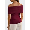 image:imageArachampCloz Womens Convertible Neckline OffShoulder Cowl Neck Slim Fit Tops 2025Wine Red