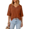 image:imageArachampCloz Womens Wool Blend Elbow Sleeve Summer Oversized Casual SweaterTerracotta