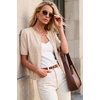 image:imageArachampCloz Womens Wool Blend Cropped Lightweight Short Sleeve Summer Business Casual Cardigan TopsAapricot