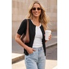image:imageArachampCloz Womens Wool Blend Cropped Lightweight Short Sleeve Summer Business Casual Cardigan TopsBlack