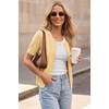 image:imageArachampCloz Womens Wool Blend Cropped Lightweight Short Sleeve Summer Business Casual Cardigan TopsCream Yellow