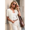 image:imageArachampCloz Womens Wool Blend Cropped Lightweight Short Sleeve Summer Business Casual Cardigan TopsOffwhite