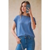 image:imageArachampCloz Womens Wool Blend Oversized Cap Sleeve Summer Casual Sweater  Short Sleeve Sweater Stretchy amp Lightweight Capsule Wardrobe Teacher Outfits Business Casual Tops Solo amp Layer OutfitsLake Blue