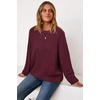 image:imageArachampCloz Womens Wool Blend Oversized Crewneck Fall Casual Sweater  Long Sleeve Antipilling WrinkleResistant Business Casual Work Top Teacher Outfits Fashion 2026Burgundy
