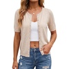 image:imageArachampCloz Womens Wool Blend Cropped Lightweight Short Sleeve Summer Business Casual Cardigan TopsAapricot