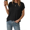 image:imageArachampCloz Womens Wool Blend Oversized Cap Sleeve Summer Casual Sweater  Short Sleeve Sweater Stretchy amp Lightweight Capsule Wardrobe Teacher Outfits Business Casual Tops Solo amp Layer OutfitsBlack