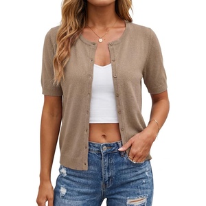 image:imageArachampCloz Womens Wool Blend Cropped Lightweight Short Sleeve Summer Business Casual Cardigan TopsAcamel