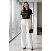 image:imageArachampCloz Womens Acetate Blend Satin Casual Blouse Crew Neck Loose Fit Ladies TopsBlack