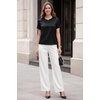 image:imageArachampCloz Womens Acetate Blend Satin Casual Blouse Crew Neck Loose Fit Ladies TopsBlack