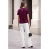 image:imageArachampCloz Womens Acetate Blend Satin Casual Blouse Crew Neck Loose Fit Ladies TopsWine Red