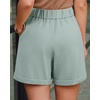 image:imageArachampCloz Womens Linen Blend Wide Leg Business Casual Dressy Shorts  Linen Blend pleated Detail FoldOver Hem High Waisted Dressy Shorts Teacher Business Casual Work Outfits Summer 2026Gray Green