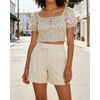 image:imageArachampCloz Womens Linen Blend Wide Leg Business Casual Dressy Shorts  Linen Blend pleated Detail FoldOver Hem High Waisted Dressy Shorts Teacher Business Casual Work Outfits Summer 2026White