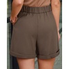 image:imageArachampCloz Womens Linen Blend Wide Leg Business Casual Dressy Shorts  Linen Blend pleated Detail FoldOver Hem High Waisted Dressy Shorts Teacher Business Casual Work Outfits Summer 2026Coffee