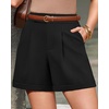 image:imageArachampCloz Womens Linen Blend Wide Leg Business Casual Dressy Shorts  Linen Blend pleated Detail FoldOver Hem High Waisted Dressy Shorts Teacher Business Casual Work Outfits Summer 2026Black