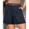 image:imageArachampCloz Womens Linen Blend Wide Leg Business Casual Dressy Shorts  Linen Blend pleated Detail FoldOver Hem High Waisted Dressy Shorts Teacher Business Casual Work Outfits Summer 2026Navy