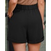 image:imageArachampCloz Womens Linen Blend Wide Leg Business Casual Dressy Shorts  Linen Blend pleated Detail FoldOver Hem High Waisted Dressy Shorts Teacher Business Casual Work Outfits Summer 2026Black
