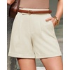image:imageArachampCloz Womens Linen Blend Wide Leg Business Casual Dressy Shorts  Linen Blend pleated Detail FoldOver Hem High Waisted Dressy Shorts Teacher Business Casual Work Outfits Summer 2026White