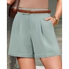 image:imageArachampCloz Womens Linen Blend Wide Leg Business Casual Dressy Shorts  Linen Blend pleated Detail FoldOver Hem High Waisted Dressy Shorts Teacher Business Casual Work Outfits Summer 2026Gray Green