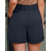 image:imageArachampCloz Womens Linen Blend Wide Leg Business Casual Dressy Shorts  Linen Blend pleated Detail FoldOver Hem High Waisted Dressy Shorts Teacher Business Casual Work Outfits Summer 2026Navy