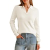 image:imageArachampCloz Womens Wool Blend Collared Polo Shirts Business Casual Sweater  Polo Shirts Women Stretchy amp Lightweight Cashmere Regular Fit Teacher Outfits Business Casual Tops Capsule WardrobeOffwhite