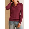 image:imageArachampCloz Womens Wool Blend Collared Polo Shirts Business Casual Sweater  Polo Shirts Women Stretchy amp Lightweight Cashmere Regular Fit Teacher Outfits Business Casual Tops Capsule WardrobeDark Red
