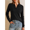 image:imageArachampCloz Womens Wool Blend Collared Polo Shirts Business Casual Sweater  Polo Shirts Women Stretchy amp Lightweight Cashmere Regular Fit Teacher Outfits Business Casual Tops Capsule WardrobeBlack