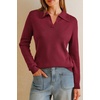 image:imageArachampCloz Womens Wool Blend Collared Polo Shirts Business Casual Sweater  Polo Shirts Women Stretchy amp Lightweight Cashmere Regular Fit Teacher Outfits Business Casual Tops Capsule WardrobeDark Red