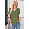 image:imageArachampCloz Womens Wool Blend Short Sleeve Summer Business Casual Sweater  LightweightampSoft Fabric Breathable Top VNeck Regular Fit Office Wear Teacher Outfits Fall Capsule Wardrobe 2026Army Green