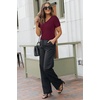 image:imageArachampCloz Womens Wool Blend Short Sleeve Summer Business Casual Sweater  LightweightampSoft Fabric Breathable Top VNeck Regular Fit Office Wear Teacher Outfits Fall Capsule Wardrobe 2026Wine