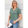 image:imageArachampCloz Womens Wool Blend Short Sleeve Summer Business Casual Sweater  LightweightampSoft Fabric Breathable Top VNeck Regular Fit Office Wear Teacher Outfits Fall Capsule Wardrobe 2026Grey Green