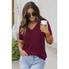 image:imageArachampCloz Womens Wool Blend Short Sleeve Summer Business Casual Sweater  LightweightampSoft Fabric Breathable Top VNeck Regular Fit Office Wear Teacher Outfits Fall Capsule Wardrobe 2026Wine
