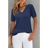image:imageArachampCloz Womens Wool Blend Short Sleeve Summer Business Casual Sweater  LightweightampSoft Fabric Breathable Top VNeck Regular Fit Office Wear Teacher Outfits Fall Capsule Wardrobe 2026Dark Blue
