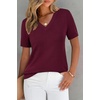 image:imageArachampCloz Womens Wool Blend Short Sleeve Summer Business Casual Sweater  LightweightampSoft Fabric Breathable Top VNeck Regular Fit Office Wear Teacher Outfits Fall Capsule Wardrobe 2026Wine
