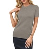 image:imageArachampCloz Womens Wool Blend Short Sleeve Sweater Business Casual Tops  Versatile Soft PillResistant Fall LayeringAgray Mocha