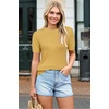 image:imageArachampCloz Womens Wool Blend Short Sleeve Sweater Business Casual Tops  Versatile Soft PillResistant Fall LayeringAlight Turmeric