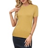 image:imageArachampCloz Womens Wool Blend Short Sleeve Sweater Business Casual Tops  Versatile Soft PillResistant Fall LayeringAlight Turmeric