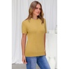 image:imageArachampCloz Womens Wool Blend Short Sleeve Sweater Business Casual Tops  Versatile Soft PillResistant Fall LayeringAlight Turmeric