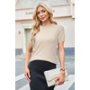 image:imageArachampCloz Womens Wool Blend Short Sleeve Sweater Business Casual Tops  Versatile Soft PillResistant Fall LayeringApricot