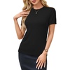 image:imageArachampCloz Womens Wool Blend Short Sleeve Sweater Business Casual Tops  Versatile Soft PillResistant Fall LayeringBlack