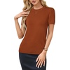 image:imageArachampCloz Womens Wool Blend Short Sleeve Sweater Business Casual Tops  Versatile Soft PillResistant Fall LayeringCaramel